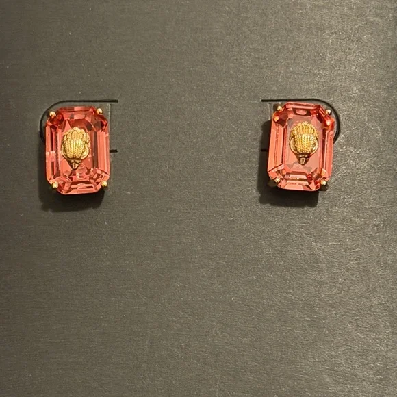 Kurt Geiger London Pink Crystal Eagle Stud Earrings Gold Tone - Picture 3 of 6